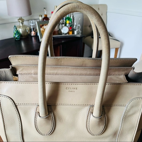 Authentic Mini Celine Luggage Handbag in Beige Calfskin - Picture 3 of 9